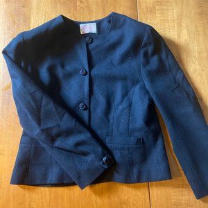 Vintage cropped wool navy blue jacket/blazer